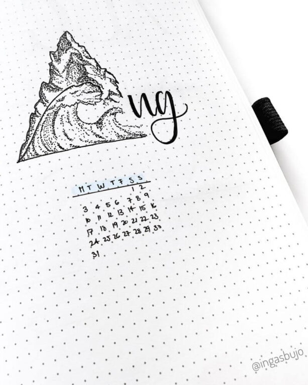 Gestalten Sie doch mal Ihren Bullet Planner mit einem kleinen Dotwork-Kunstwerk.